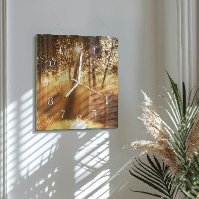 Square wall clock Trees Fog
