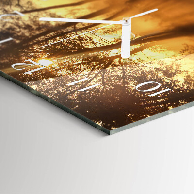 Square wall clock Trees Fog