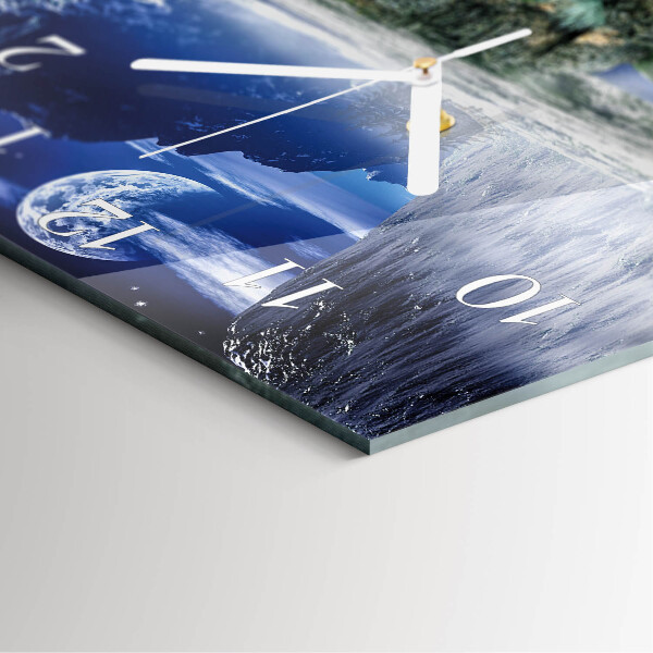 Square wall clock Mountains Moon