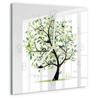 Square wall clock Tree