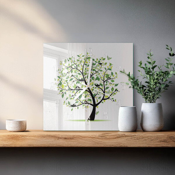Square wall clock Tree