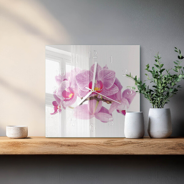 Square wall clock Orchids