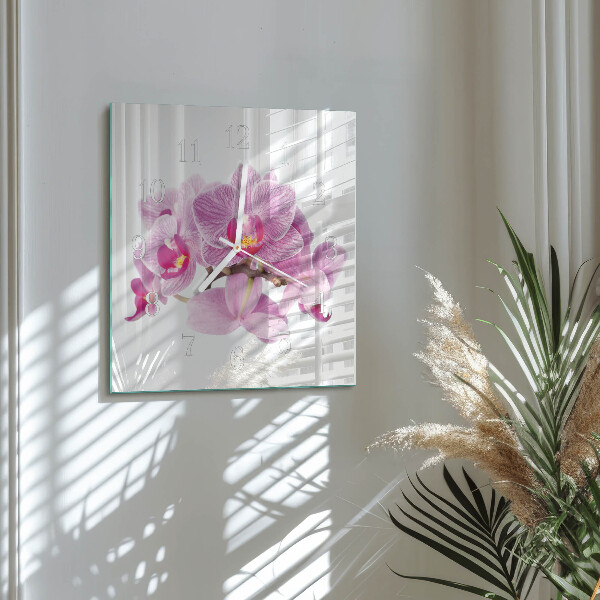 Square wall clock Orchids