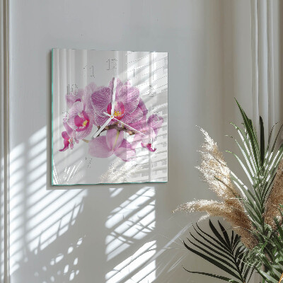 Square wall clock Orchids