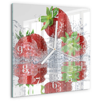 Square wall clock Strawberries