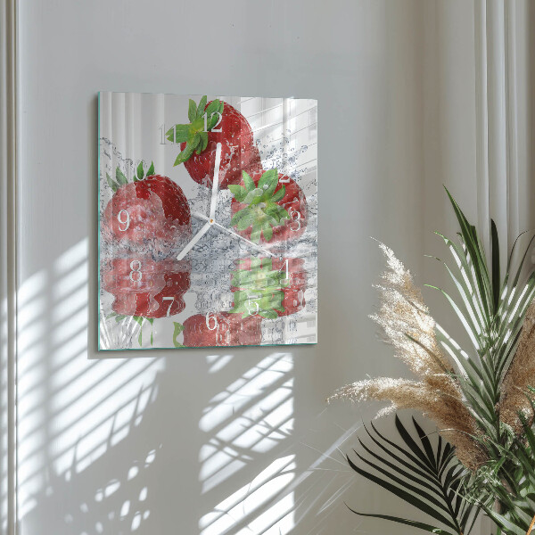 Square wall clock Strawberries