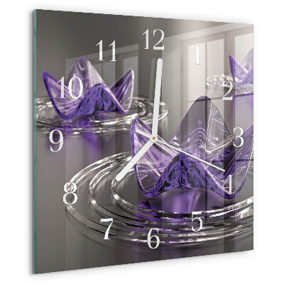Square wall clock Glass Flowers