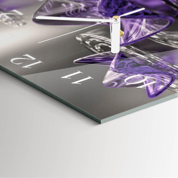 Square wall clock Glass Flowers