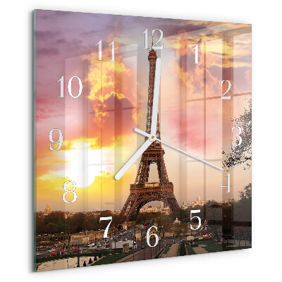 Square wall clock Eiffel Tower Paris