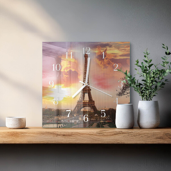 Square wall clock Eiffel Tower Paris