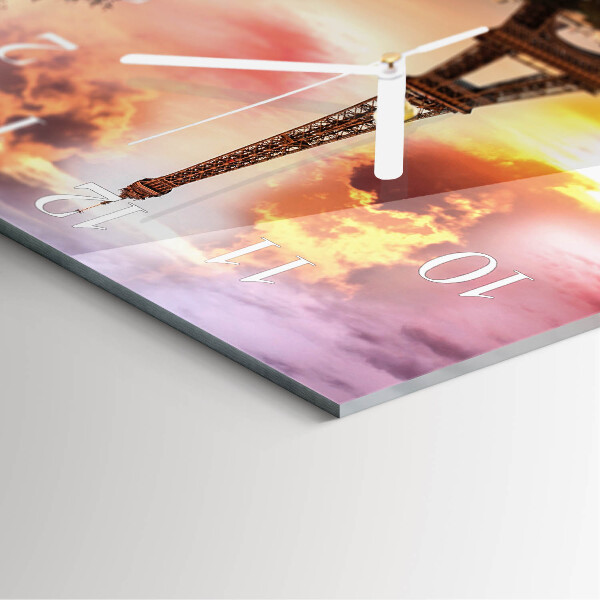 Square wall clock Eiffel Tower Paris