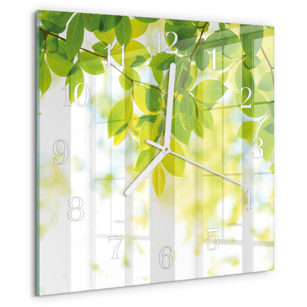 Square wall clock Leaves
