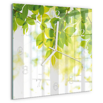 Square wall clock Leaves