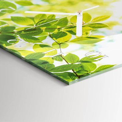 Square wall clock Leaves
