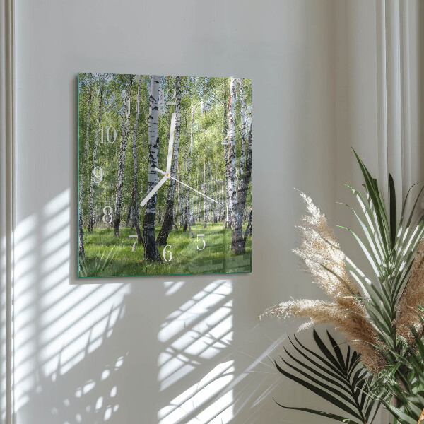 Square wall clock Birch Forest