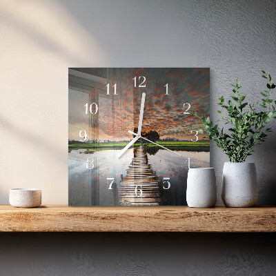 Square wall clock Meadow Bridge