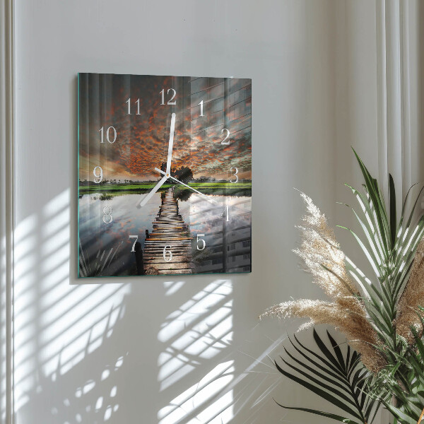 Square wall clock Meadow Bridge