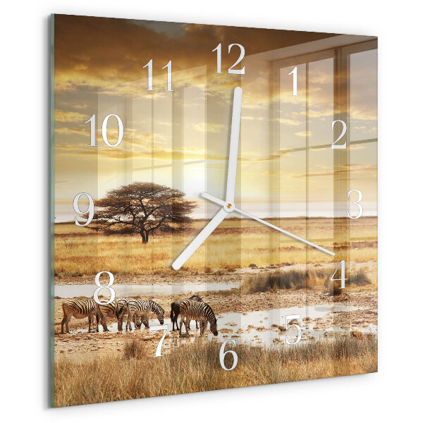 Square wall clock Zebras