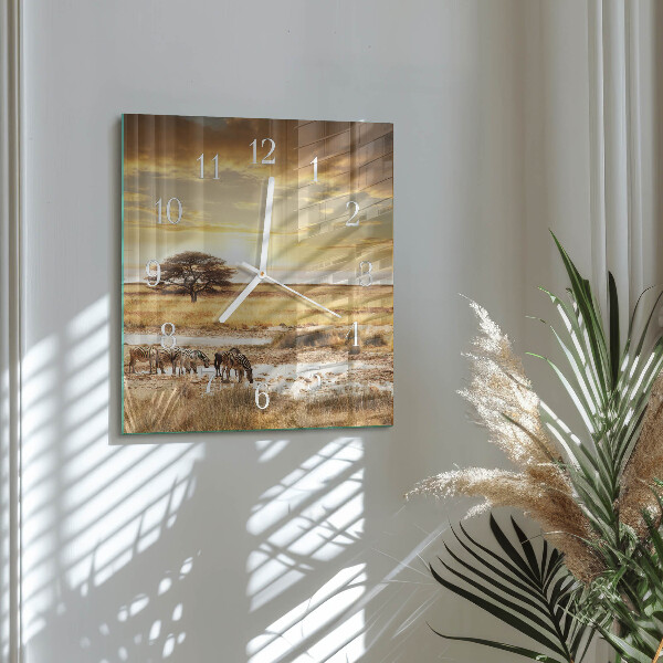 Square wall clock Zebras