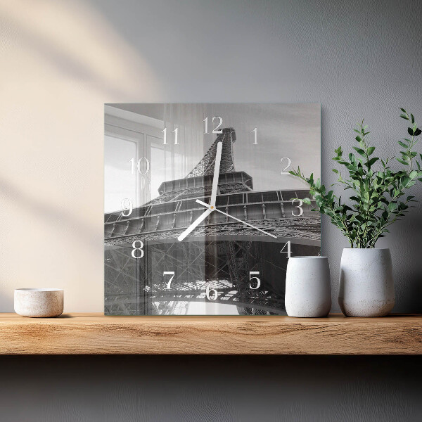 Square wall clock Eiffel Tower Paris