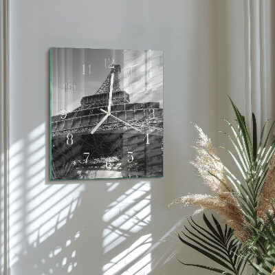 Square wall clock Eiffel Tower Paris