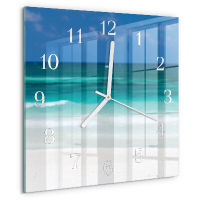 Square wall clock Beach Sea