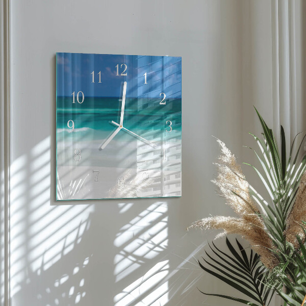 Square wall clock Beach Sea