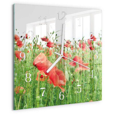 Square wall clock Poppies