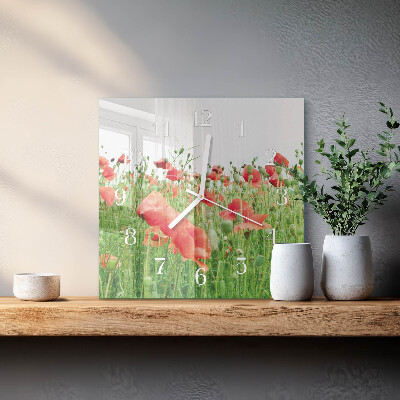 Square wall clock Poppies