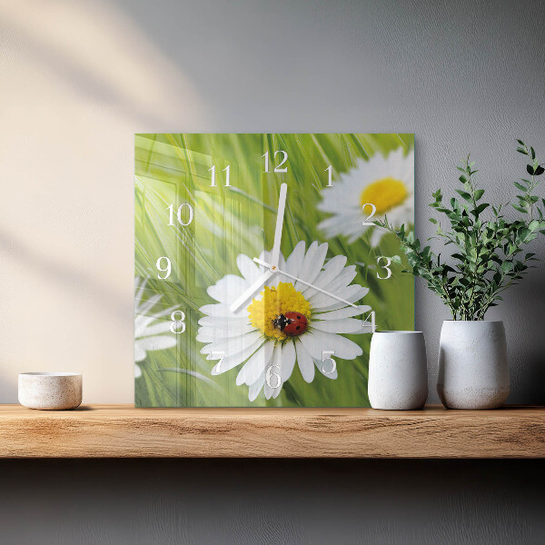 Square wall clock Daisies