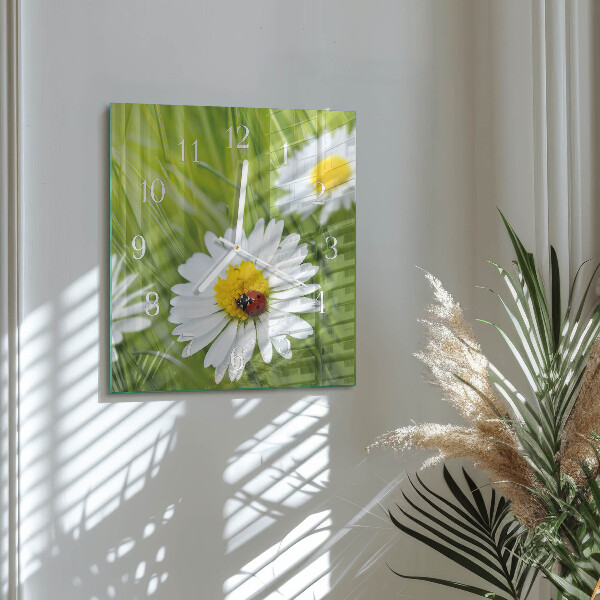 Square wall clock Daisies