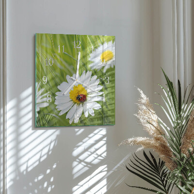Square wall clock Daisies