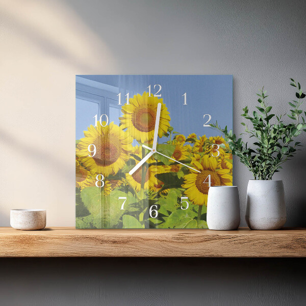 Square wall clock Sunflowers