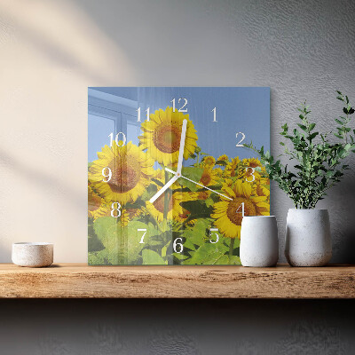 Square wall clock Sunflowers