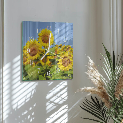 Square wall clock Sunflowers