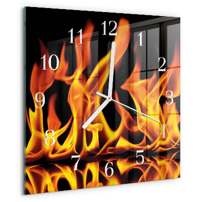 Square wall clock Fire