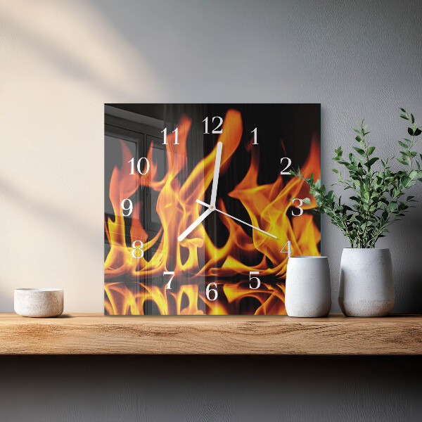Square wall clock Fire