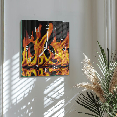 Square wall clock Fire