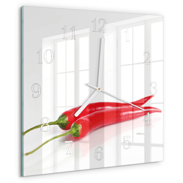 Square wall clock Chili peppers