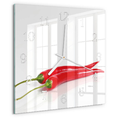Square wall clock Chili peppers