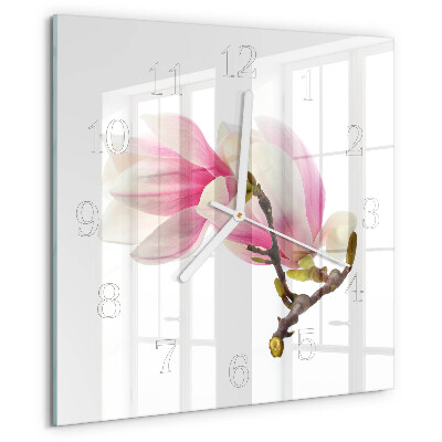 Square wall clock Magnolia Flower