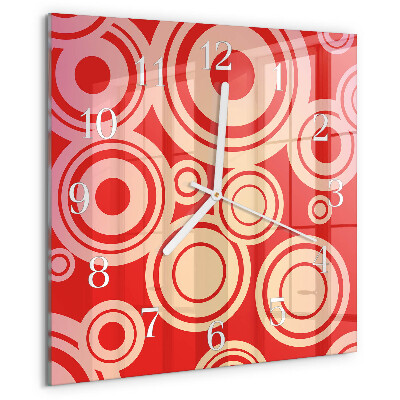 Square wall clock Red Circles