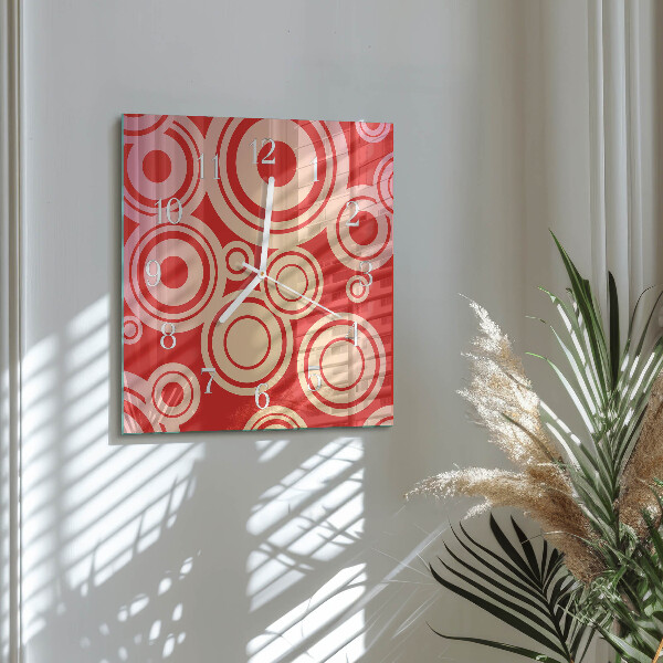 Square wall clock Red Circles