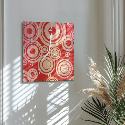 Square wall clock Red Circles