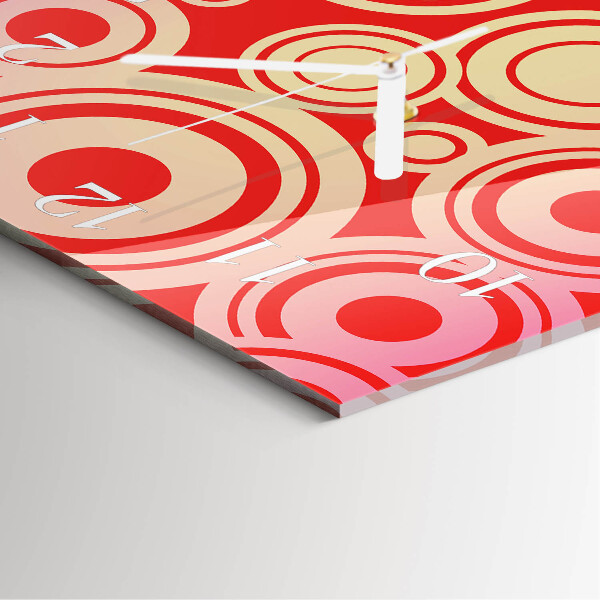 Square wall clock Red Circles