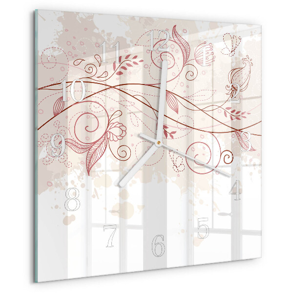 Square wall clock Floral Art