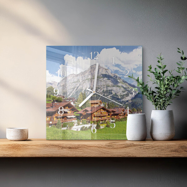 Square wall clock Mountains