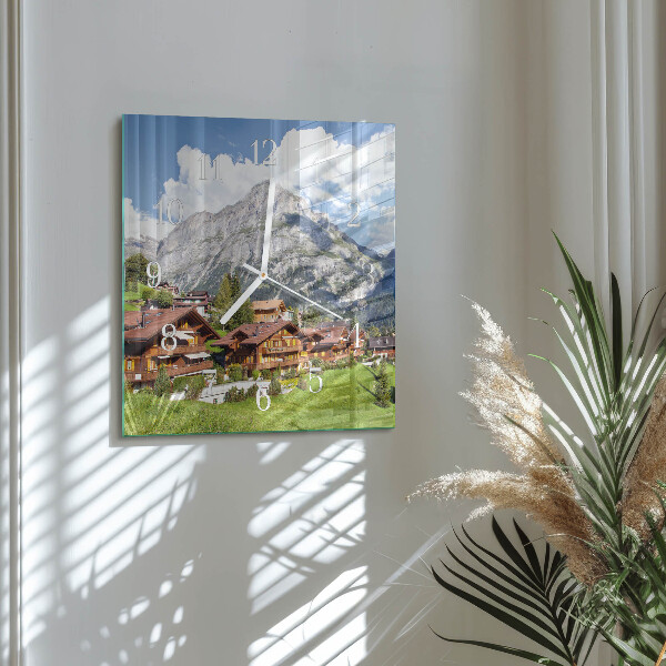 Square wall clock Mountains