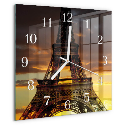 Square wall clock Eiffel Tower Paris