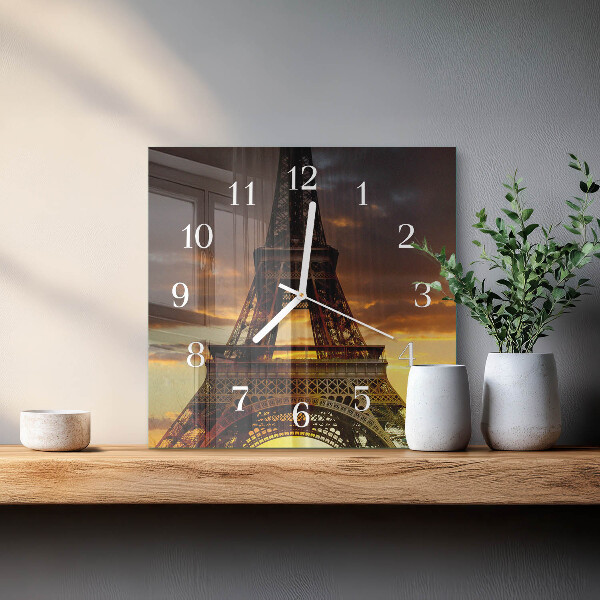 Square wall clock Eiffel Tower Paris